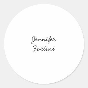 Calligraphy Elegant Black & White Plain Simple Classic Round Sticker