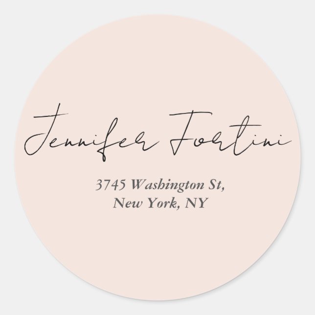 Calligraphy Elegant Black & White Plain Simple Classic Round Sticker (Front)