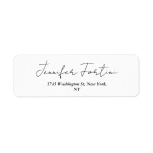 Calligraphy Elegant Black & White Plain Simple Lab Return Address Label