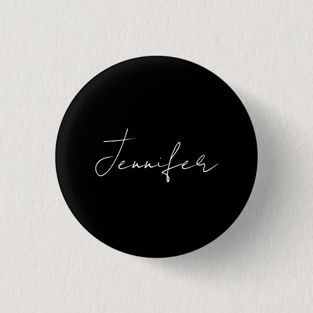 Calligraphy Elegant Black White Plain Simple Name 3 Cm Round Badge (Front)
