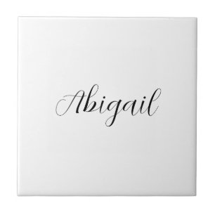 Calligraphy Elegant Black White Plain Simple Name Ceramic Tile