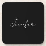Calligraphy Elegant Black White Plain Simple Name Coaster<br><div class="desc">Looking for a beautiful calligraphy with an aesthetic handwriting? This simple,  eye-catching design is for you. This product immediately impresses those who see it. The fine and tasteful design will immediately reflect the quality of your relationship and family.</div>