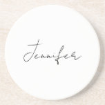 Calligraphy Elegant Black White Plain Simple Name Coaster<br><div class="desc">Looking for a beautiful calligraphy with an aesthetic handwriting? This simple,  eye-catching design is for you. This product immediately impresses those who see it. The fine and tasteful design will immediately reflect the quality of your relationship and family.</div>