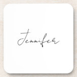 Calligraphy Elegant Black White Plain Simple Name Coaster<br><div class="desc">Looking for a beautiful calligraphy with an aesthetic handwriting? This simple,  eye-catching design is for you. This product immediately impresses those who see it. The fine and tasteful design will immediately reflect the quality of your relationship and family.</div>