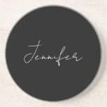Calligraphy Elegant Black White Plain Simple Name Coaster<br><div class="desc">Looking for a beautiful calligraphy with an aesthetic handwriting? This simple,  eye-catching design is for you. This product immediately impresses those who see it. The fine and tasteful design will immediately reflect the quality of your relationship and family.</div>