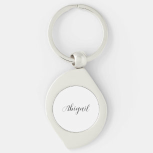 Calligraphy Elegant Black White Plain Simple Name Key Ring