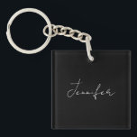 Calligraphy Elegant Black White Plain Simple Name Key Ring<br><div class="desc">Looking for a beautiful calligraphy with an aesthetic handwriting? This simple,  eye-catching design is for you. This product immediately impresses those who see it. The fine and tasteful design will immediately reflect the quality of your relationship and family.</div>