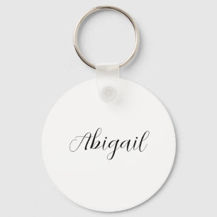 Calligraphy Elegant Black White Plain Simple Name Key Ring