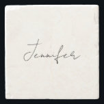 Calligraphy Elegant Black White Plain Simple Name Stone Coaster<br><div class="desc">Looking for a beautiful calligraphy with an aesthetic handwriting? This simple,  eye-catching design is for you. This product immediately impresses those who see it. The fine and tasteful design will immediately reflect the quality of your relationship and family.</div>