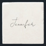 Calligraphy Elegant Black White Plain Simple Name Stone Coaster<br><div class="desc">Looking for a beautiful calligraphy with an aesthetic handwriting? This simple,  eye-catching design is for you. This product immediately impresses those who see it. The fine and tasteful design will immediately reflect the quality of your relationship and family.</div>