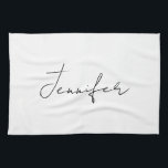 Calligraphy Elegant Black White Plain Simple Name Tea Towel<br><div class="desc">Looking for a beautiful calligraphy with an aesthetic handwriting? This simple, eye-catching design is for you. This product immediately impresses those who see it. The fine and tasteful design will immediately reflect the quality of your relationship and family.</div>