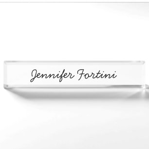 Calligraphy Elegant Black & White Plain Simple Nameplate