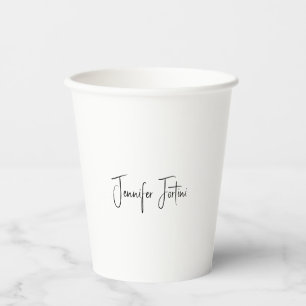 Calligraphy Elegant Black & White Plain Simple Paper Cups