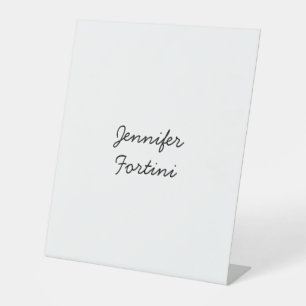 Calligraphy Elegant Black & White Plain Simple Pedestal Sign