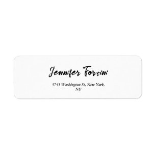 Calligraphy Elegant Black & White Plain Simple Return Address Label