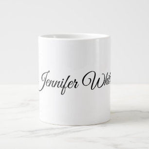 Calligraphy Elegant Black & White Retro Large Coffee Mug