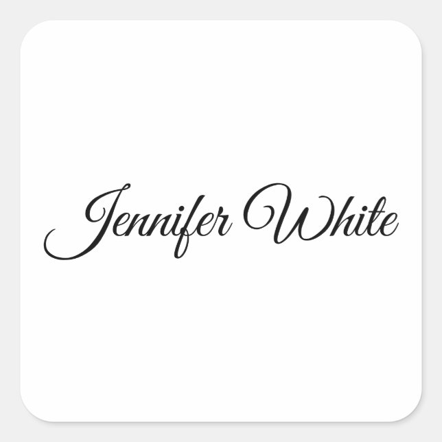 Calligraphy Elegant Black & White Retro Square Sticker (Front)