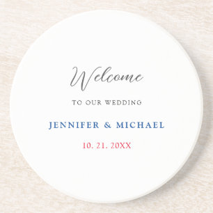 Calligraphy Elegant Black & White Welcome Wedding Coaster