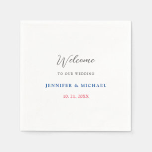 Calligraphy Elegant Black & White Welcome Wedding Napkin