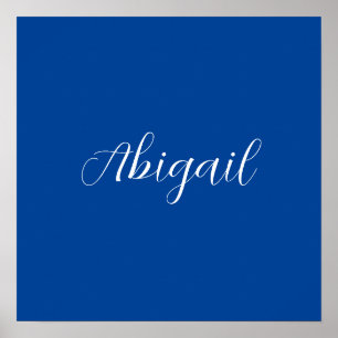 Calligraphy Elegant Blue White Plain Simple Name Poster