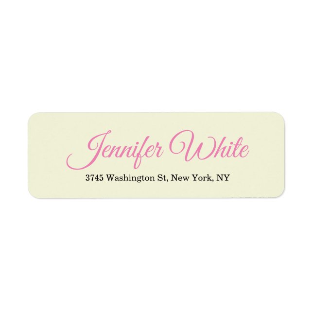 Calligraphy Elegant Bold Retro Beige Pink Return Address Label (Front)
