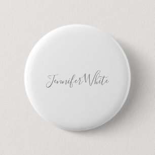 Calligraphy Elegant Bold Retro Gray White Name 6 Cm Round Badge
