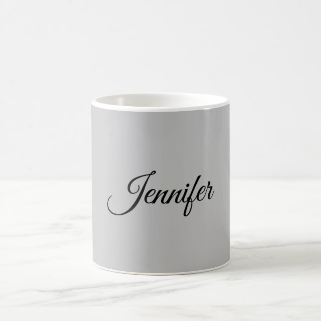 Calligraphy Elegant Bold Retro Grey Coffee Mug (Center)