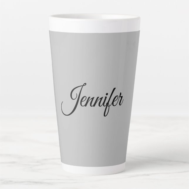 Calligraphy Elegant Bold Retro Grey Latte Mug (Front)