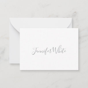 Calligraphy Elegant Bold Retro Grey White Name Card
