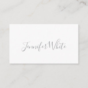 Calligraphy Elegant Bold Retro Grey White Name Enclosure Card