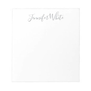 Calligraphy Elegant Bold Retro Grey White Name Notepad