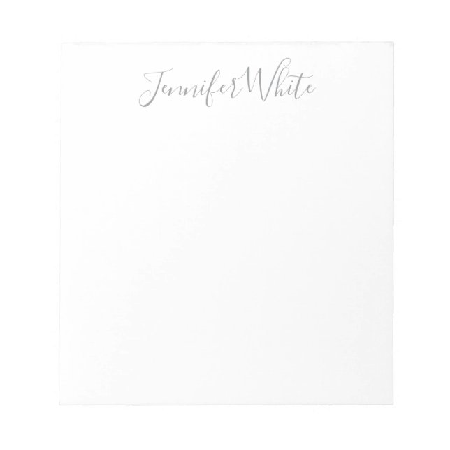 Calligraphy Elegant Bold Retro Grey White Name Notepad (Front)