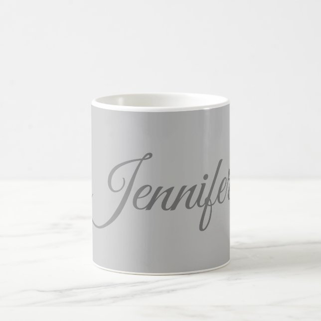Calligraphy Elegant Bold Retro Grey Your Name Coffee Mug (Center)