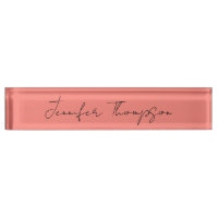 Calligraphy Elegant Coral Pink Plain Simple Name