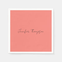 Calligraphy Elegant Coral Pink Plain Simple Name