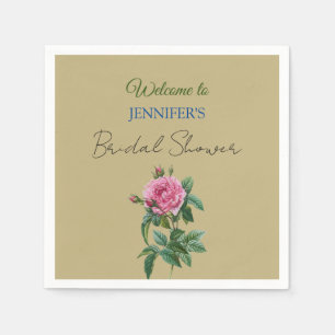 Calligraphy Elegant Floral Welcome Bridal Shower Napkin