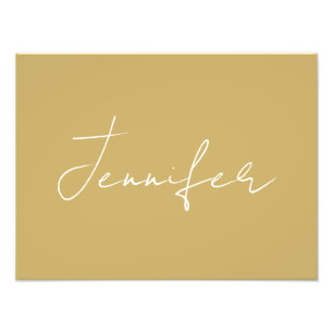 Calligraphy Elegant Gold Color Plain Simple Name Photo Print