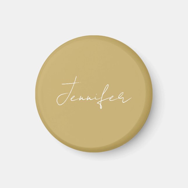 Calligraphy Elegant Gold Colour Plain Simple Name Magnet (Front)