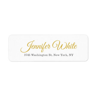 Calligraphy Elegant Gold & White Bold Retro Name Return Address Label