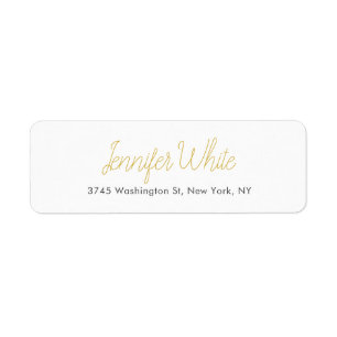 Calligraphy Elegant Gold & White Bold Retro Name Return Address Label