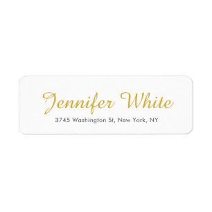 Calligraphy Elegant Gold & White Bold Retro Name Return Address Label