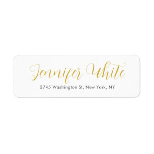 Calligraphy Elegant Gold & White Bold Retro Name Return Address Label