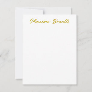 Calligraphy Elegant Gold White Plain Simple Name Card