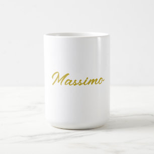 Calligraphy Elegant Gold White Plain Simple Name Coffee Mug