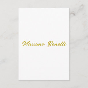 Calligraphy Elegant Gold White Plain Simple Name Enclosure Card