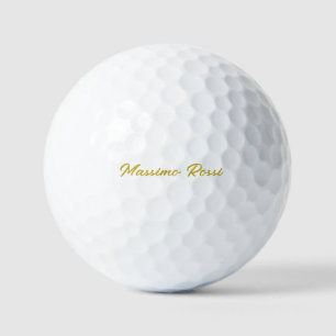 Calligraphy Elegant Gold White Plain Simple Name Golf Balls