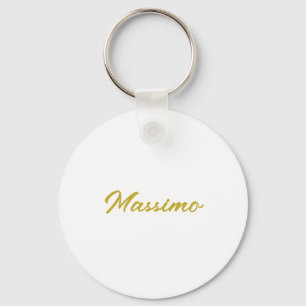 Calligraphy Elegant Gold White Plain Simple Name Key Ring
