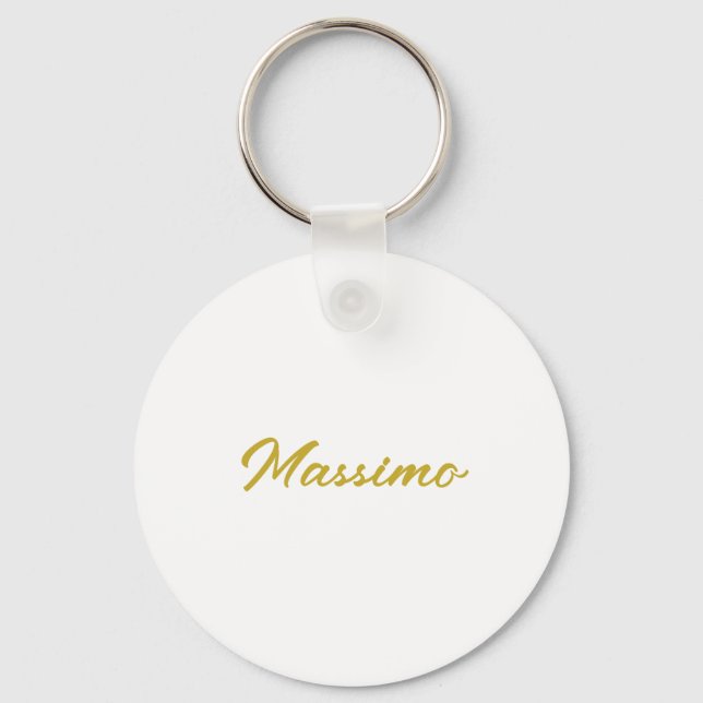 Calligraphy Elegant Gold White Plain Simple Name Key Ring (Front)