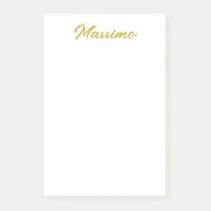 Calligraphy Elegant Gold White Plain Simple Name Post-it Notes