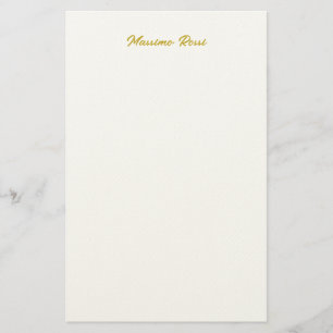 Calligraphy Elegant Gold White Plain Simple Name Stationery